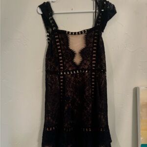 For Love & Lemons Black Lace Dress